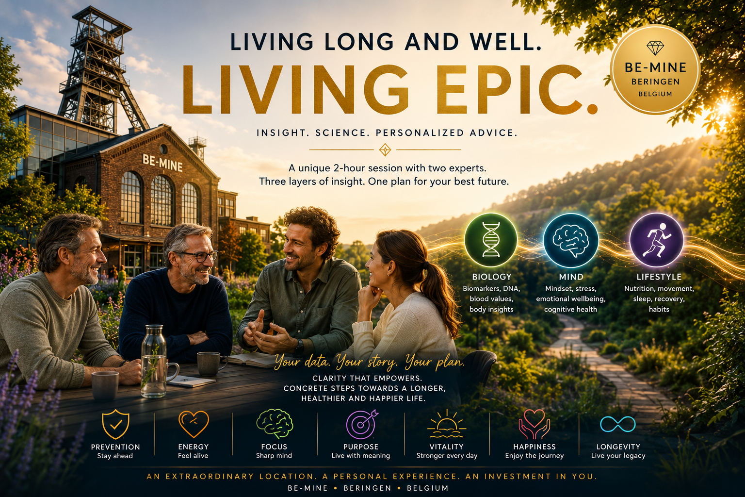Living Epic bij be-MINE: een warme longevity-sessie met inzicht, wetenschap en persoonlijk advies.